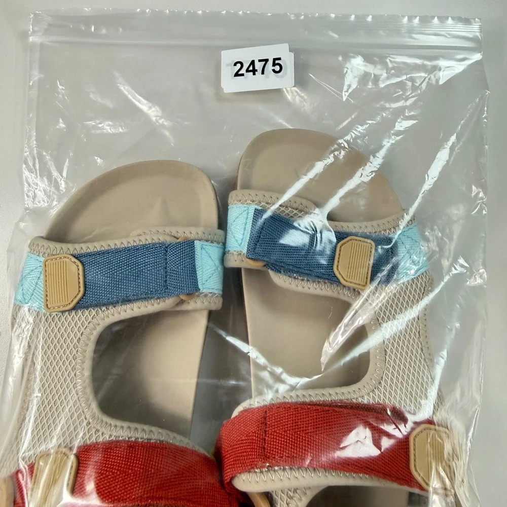 Zara Kids Girls Size 33 Sport Sandals Beige Red Blue Colorblock Casualcore